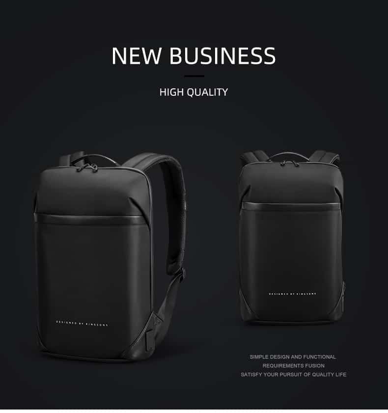 Kingsons Slim Laptop Backpack Men 15.6 inch Office Work Men Backpack Business Bag Unisex Black Ultralight Backpack Thin Mochila