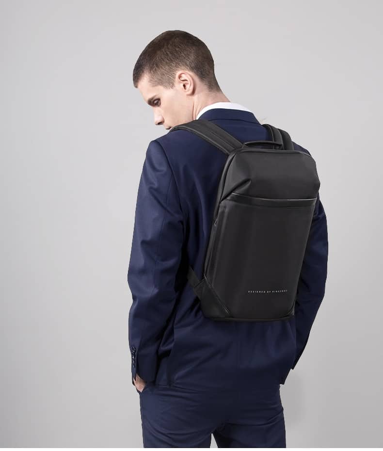 Kingsons Slim Laptop Backpack Men 15.6 inch Office Work Men Backpack Business Bag Unisex Black Ultralight Backpack Thin Mochila