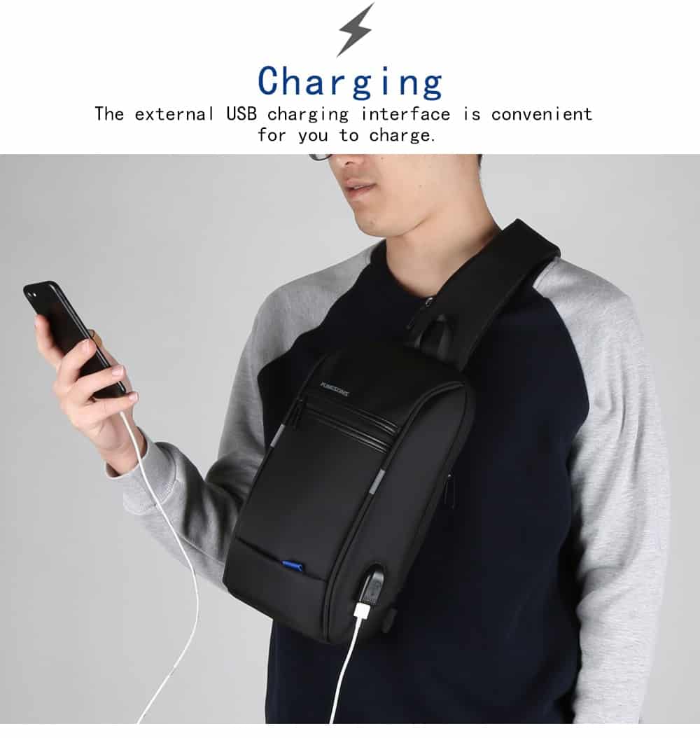 Kingsons Male Chest Bag Crossbody Bag Small Single Shoulder Strap Back pack Casual Travel Bags