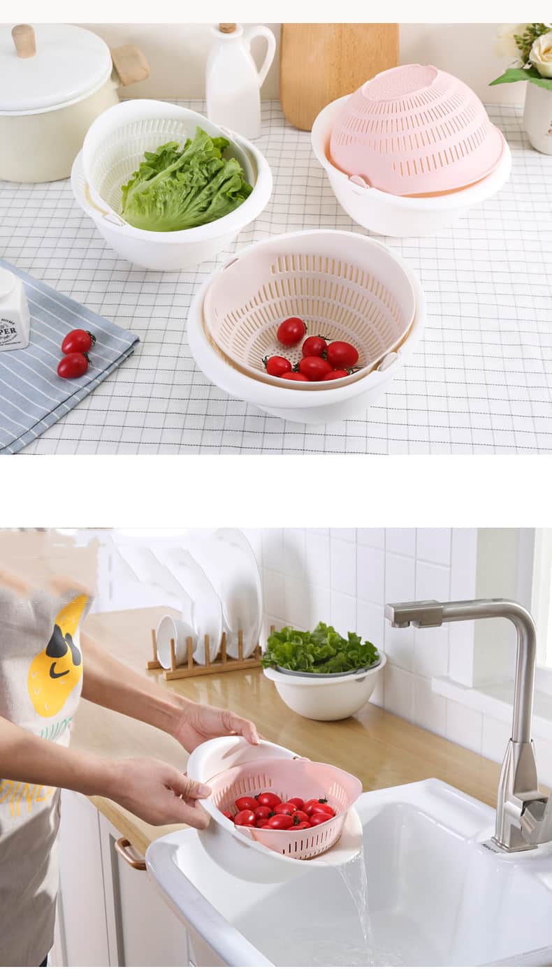 Kitchen Silicone Double Drain Basket