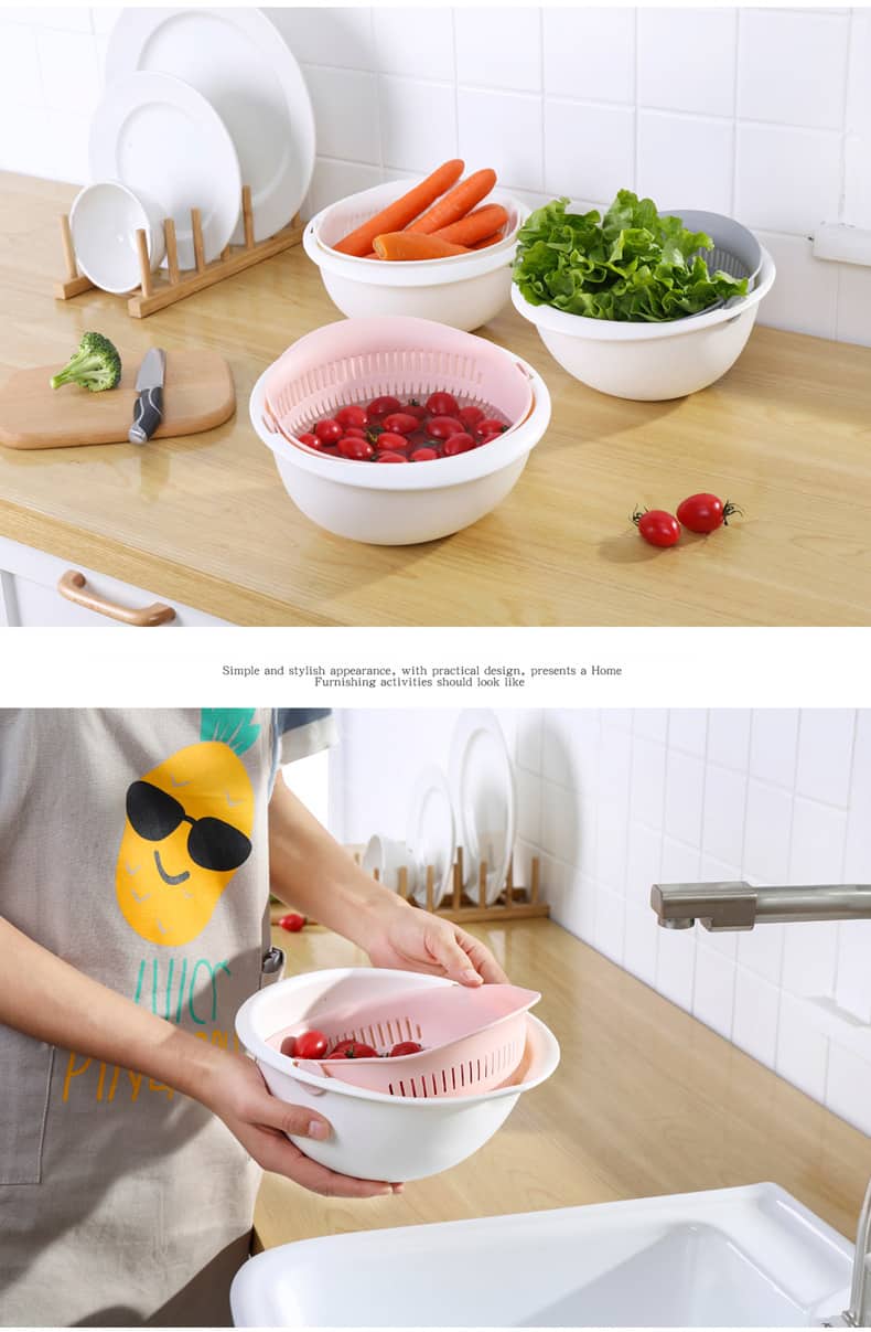 Kitchen Silicone Double Drain Basket