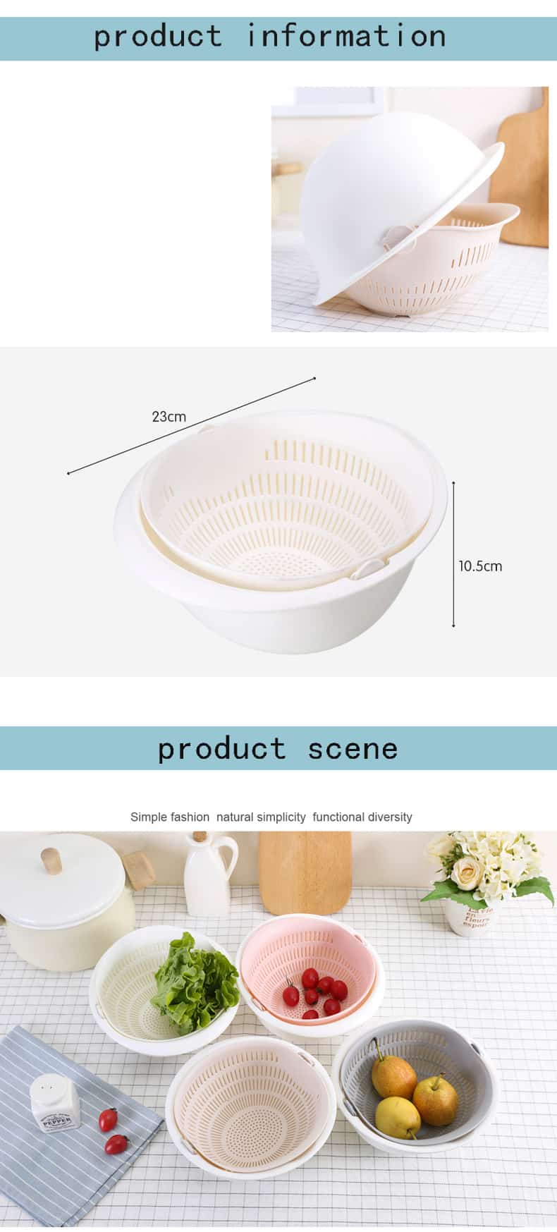 Kitchen Silicone Double Drain Basket