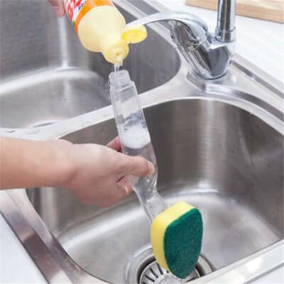 Cleaning Brush and Scrubber with Soap Dispenser Handle
