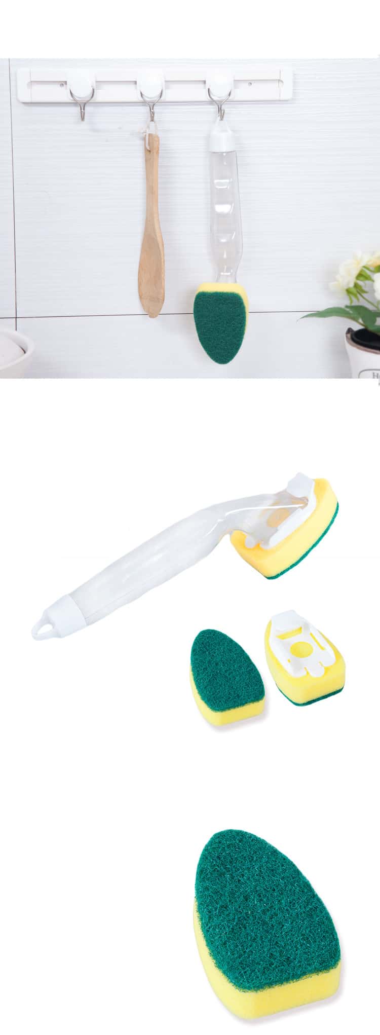 Cleaning Brush and Scrubber with Soap Dispenser Handle