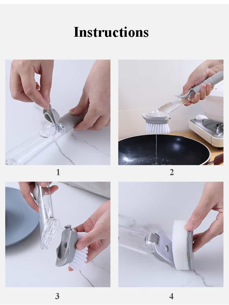 Kitchen Cleaning Brush 2 In 1 with a Soap Dispenser