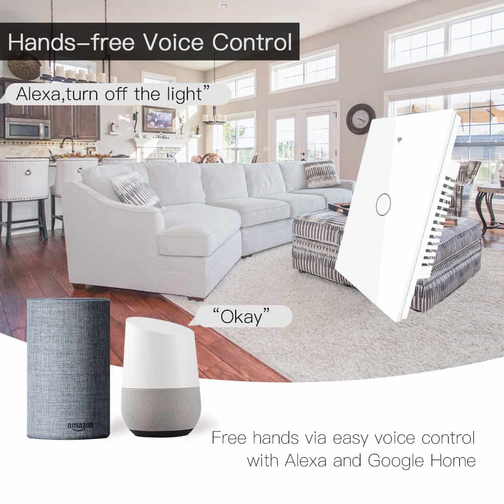 MOES Smart Glass Panel Switch Smart Life/Tuya App Multi-Control Association, Voice Control with Alexa,Google Home,1/2/3/4 Gang