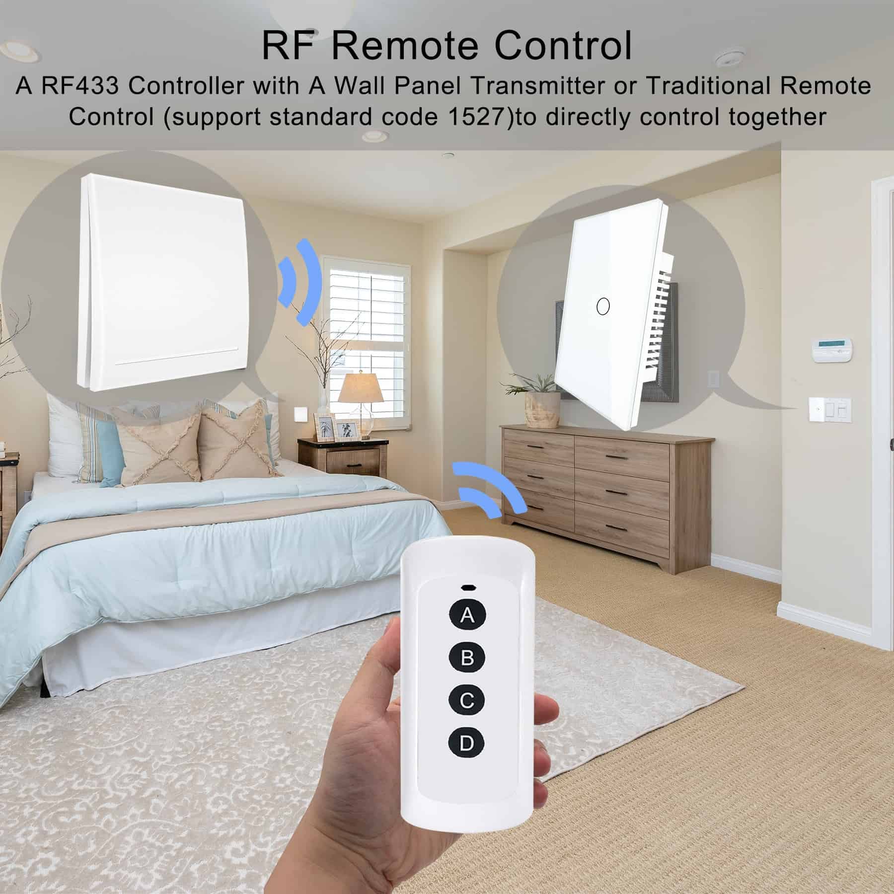 Smart Wifi Touch Switch No Neutral Wire Required Smart Home 1/2/3 Gang Light Switch 220V Support Alexa Tuya App 433RF Remote