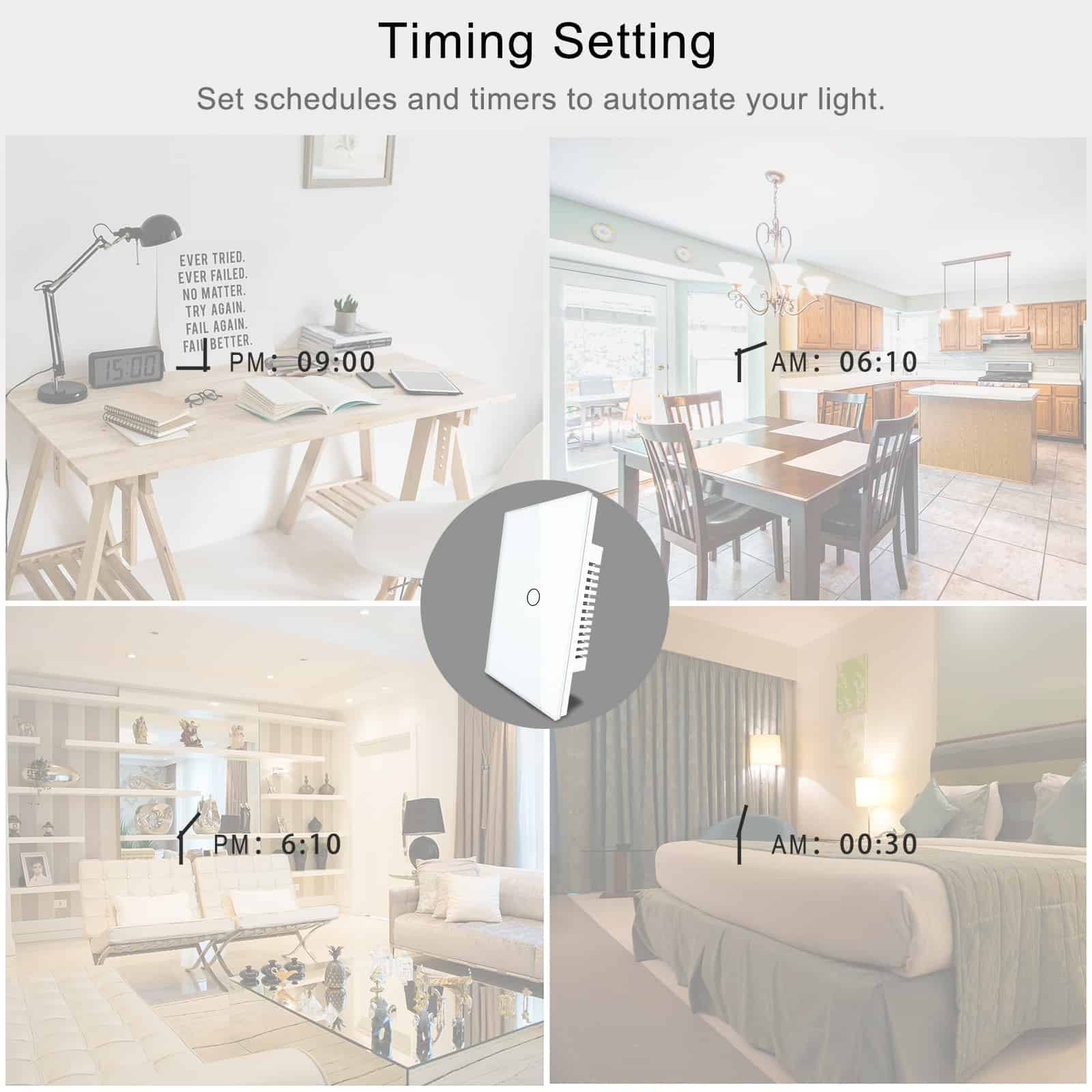 Smart Wifi Touch Switch No Neutral Wire Required Smart Home 1/2/3 Gang Light Switch 220V Support Alexa Tuya App 433RF Remote