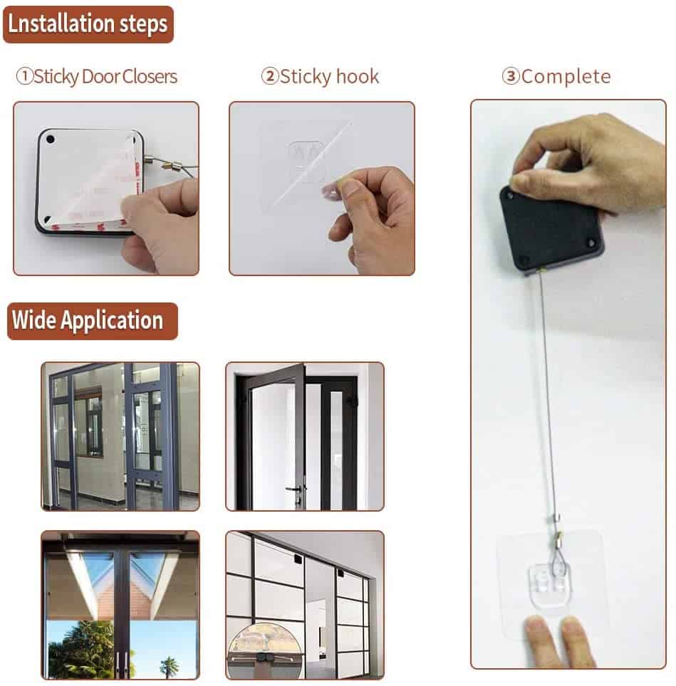 NAIERDI Automatic Door Closer Punch-Free Soft Close Door Closers For Sliding Door Glass Door 500g-1000g Tension Closing Device