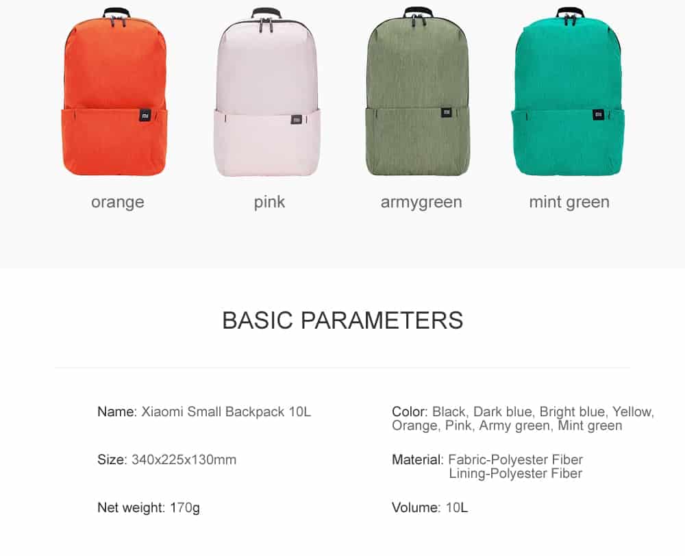 Original Xiaomi Mi Backpack 7L/10L/15L/20L Waterproof Colorful Daily Leisure Urban Unisex Sports Travel Backpack Dropshipping