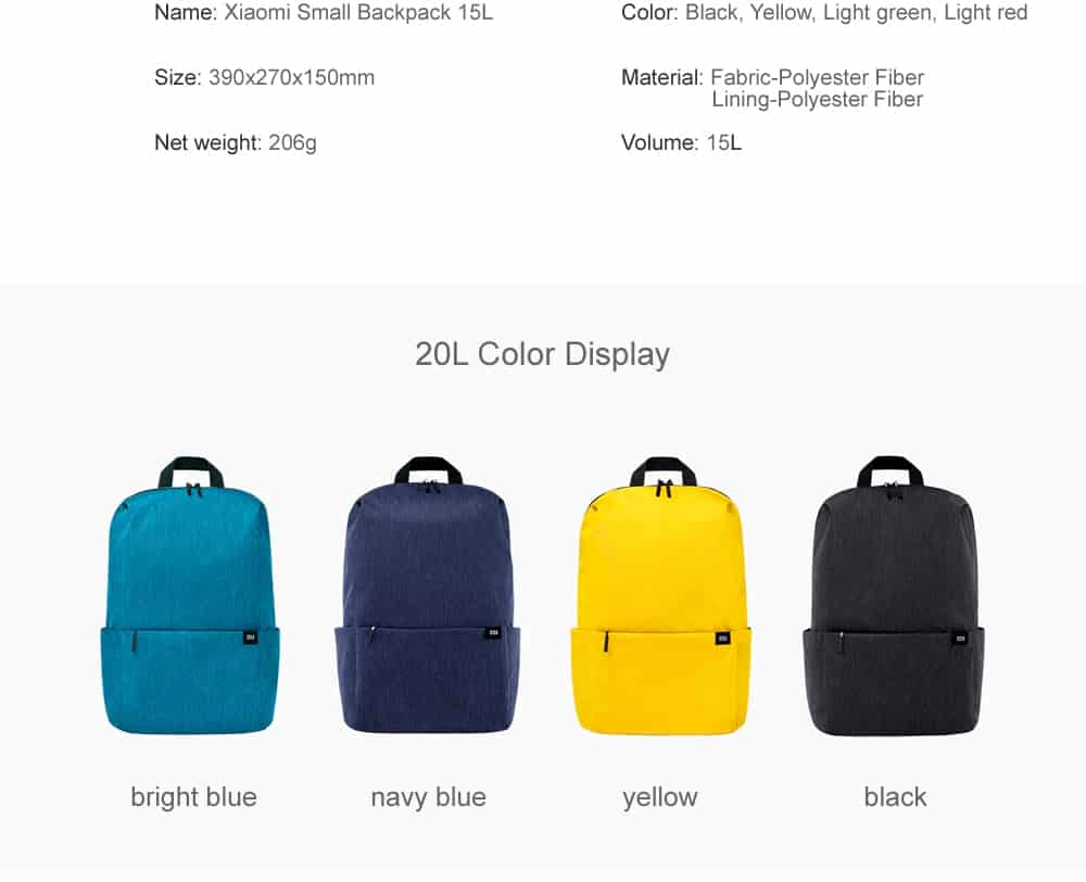 Original Xiaomi Mi Backpack 7L/10L/15L/20L Waterproof Colorful Daily Leisure Urban Unisex Sports Travel Backpack Dropshipping