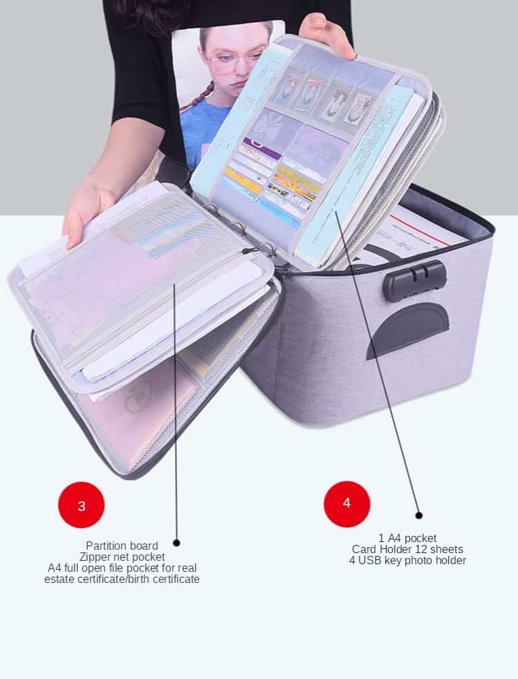 Document Storage Bag Organizer Desk Stationery Women Travel Files Card Folder Holder Tool Case Handbag Home Office Accessories