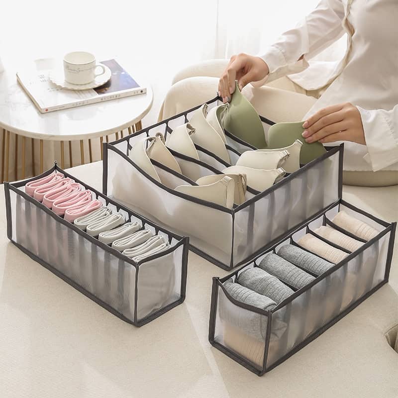 2/3PCs Underwear Drawer Organizer Storage Box Foldable Closet Organizers Drawer Divider Storage Boxes for Underpants Socks Bra