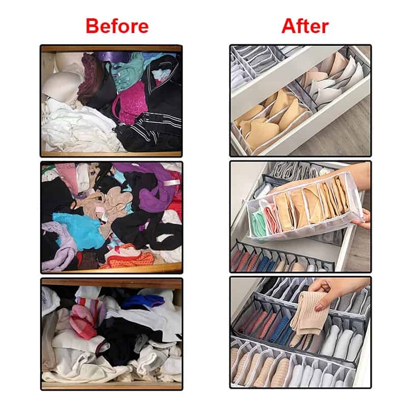 2/3PCs Underwear Drawer Organizer Storage Box Foldable Closet Organizers Drawer Divider Storage Boxes for Underpants Socks Bra