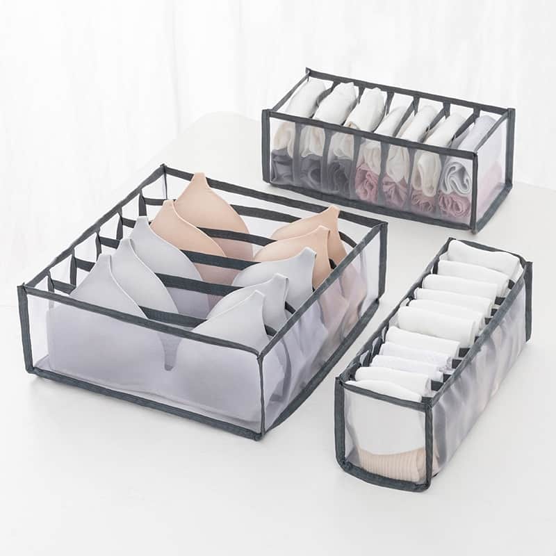 2/3PCs Underwear Drawer Organizer Storage Box Foldable Closet Organizers Drawer Divider Storage Boxes for Underpants Socks Bra