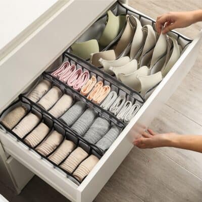 Alternative view of 2/3PCs Underwear Drawer Organizer Storage Box Foldable Closet Organizers Drawer Divider Storage Boxes for Underpants Socks Bra