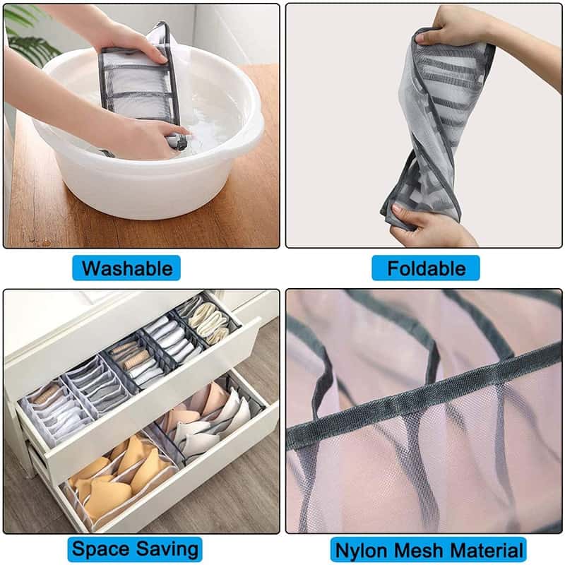 2/3PCs Underwear Drawer Organizer Storage Box Foldable Closet Organizers Drawer Divider Storage Boxes for Underpants Socks Bra