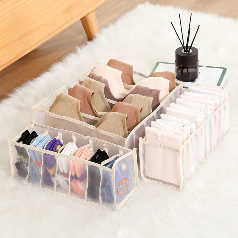 2/3PCs Underwear Drawer Organizer Storage Box Foldable Closet Organizers Drawer Divider Storage Boxes for Underpants Socks Bra