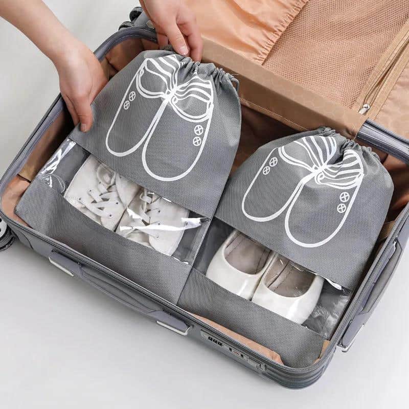 5pcs Shoes Storage Bag Closet Organizer Non-woven Travel Portable Bag Waterproof Pocket Clothing Classified Hanging Bag
