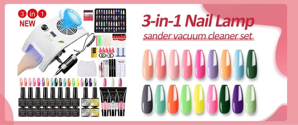 Nail Set With Nail Lamp Nail Dryer Nail Drill Machine Manicure Set Kit Poly Nail Gels Nail Gel Polish Set Soak-off Nail Art Sets