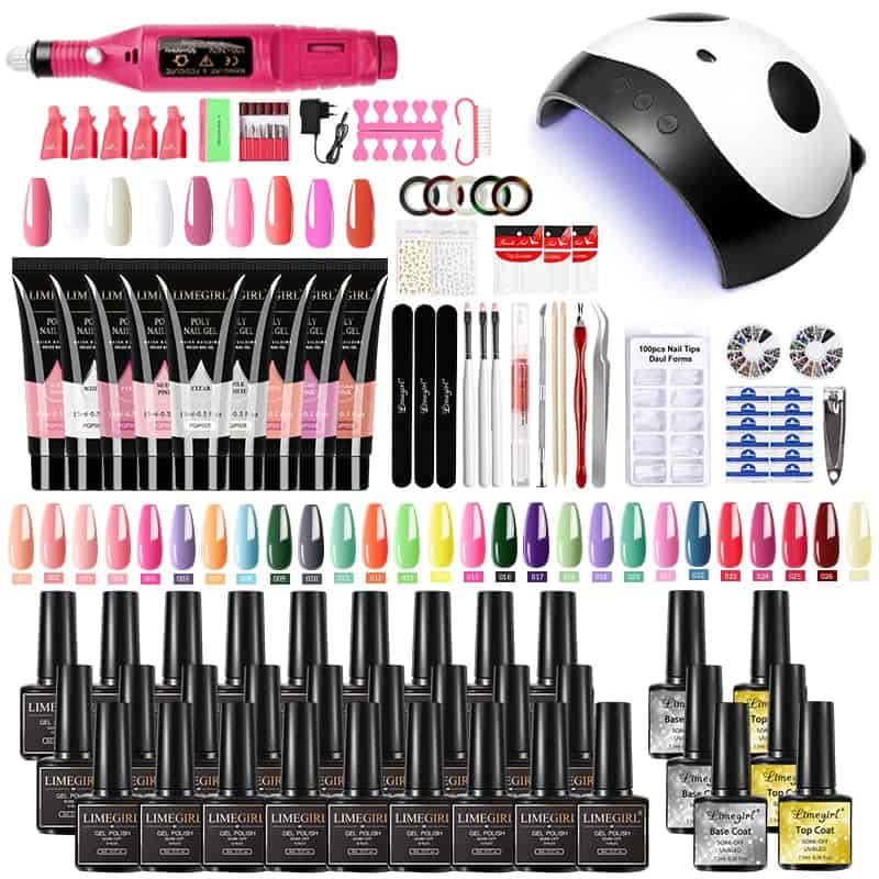 Nail Set With Nail Lamp Nail Dryer Nail Drill Machine Manicure Set Kit Poly Nail Gels Nail Gel Polish Set Soak-off Nail Art Sets