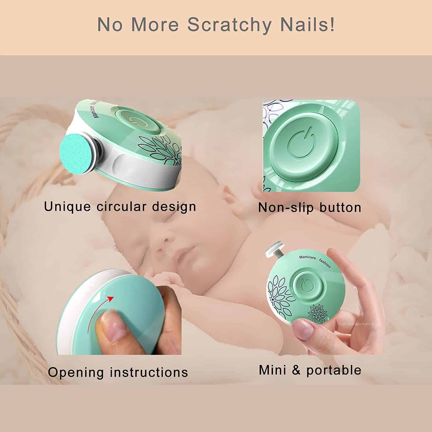 Electric Baby Nail Trimmer Kid Nail Polisher Tool Infant Manicure Scissors Baby Hygiene Kit Baby Nail Clipper Cutter For Newborn