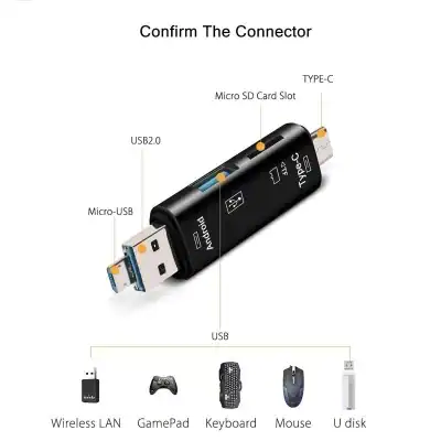 Alternative view of 5-in-1 Universal USB 2.0, Type C, and Micro USB OTG Card Reader - Mobile Accessory for SD/TF Memory Cards