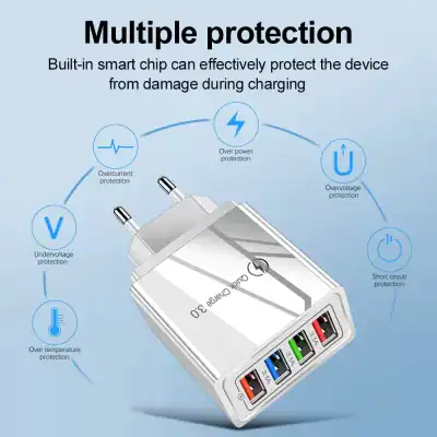 High-quality multi-port USB charger with smart protection for devices.