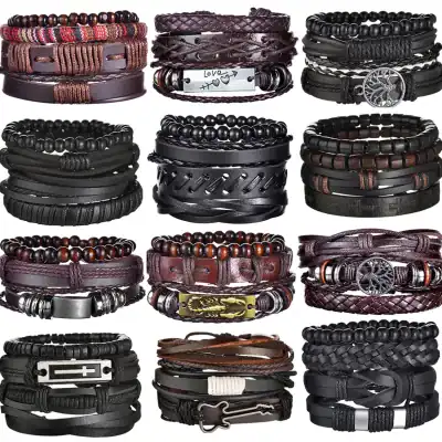 Stylish leather and beaded bracelets from Monalisa Store, perfect for men and women. Discover trendy accessories featuring leather, metal, and wood designs for everyday fashion and special occasions.