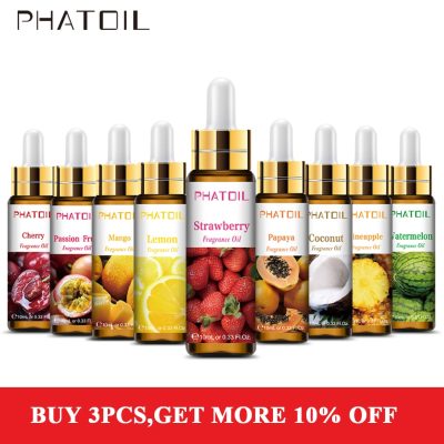 10ml Pure Fruit Flower Aroma Fragrance Oil for Candle Soap Making Strawberry Mango Passion Musk Banana Coconut Oil with Dropper