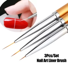 3Pc French Stripe Nail Art Brush Set for Manicure Detailing