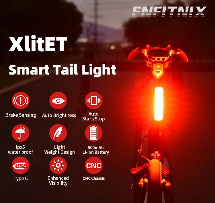 Enfitnix XlitET Brake Sensing Flashlight - Safety and Visibility for Cyclists