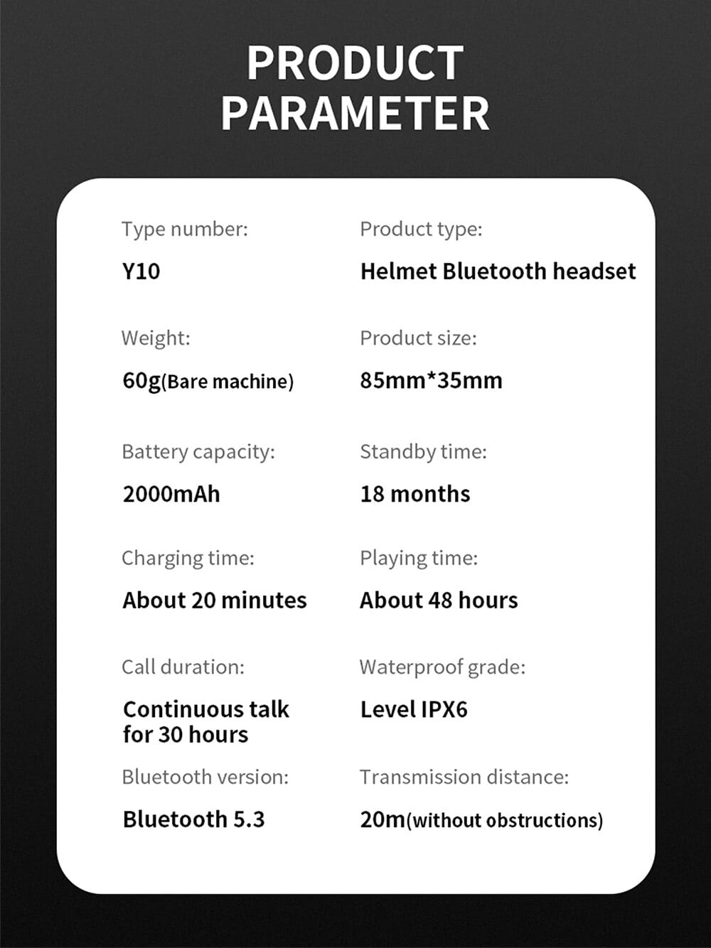 Bluetooth 5.3 Helmet Headset