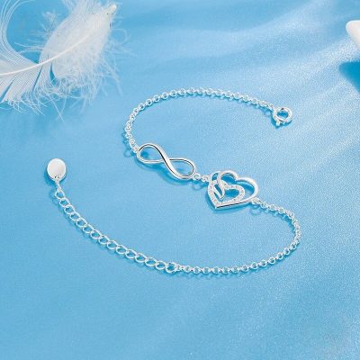 Alternative view of Elegant 925 Sterling Silver Heart-Shaped Zircon Bracelet