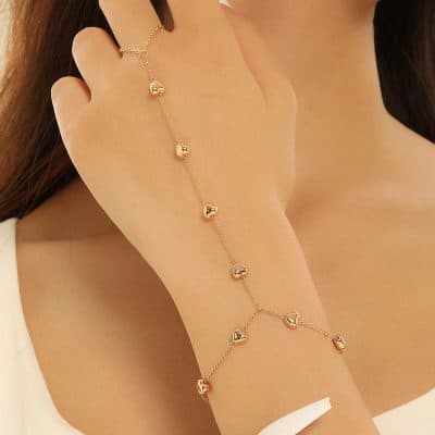 Alternative view of Boho Chic Love Heart Hand Chain Bracelet with Ring