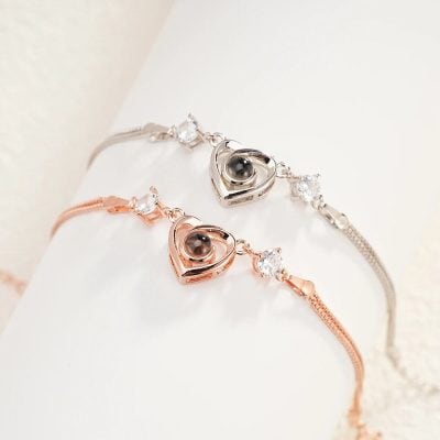 Alternative view of Heart-Shaped Cubic Zirconia Bracelet