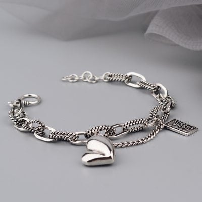 Alternative view of Luxurious 925 Sterling Silver Heart Bracelet