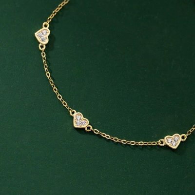 Alternative view of Sterling Silver Heart Cross Thin Chain Bracelet for Women