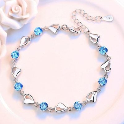 Alternative view of Elegant Sterling Silver Heart Bracelet with Cubic Zirconia
