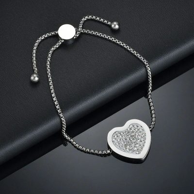 Alternative view of Adjustable Heart Bracelet with CZ Stones
