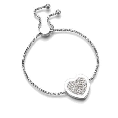 Adjustable Heart Bracelet with CZ Stones