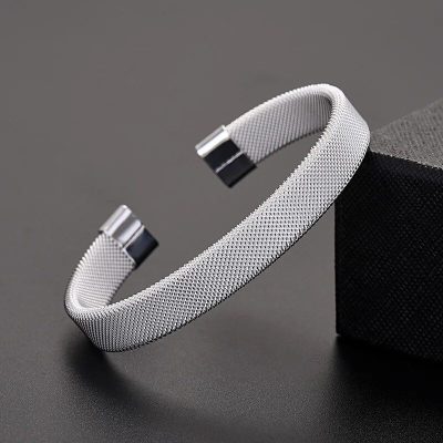 Alternative view of Elegant Stainless Steel Mesh Cuff Bracelet for Women