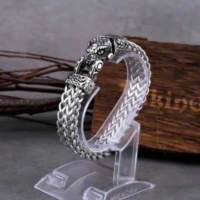 Alternative view of Stainless Steel Viking Snake Head Bracelet