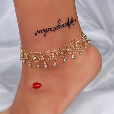 Alternative view of Chic Bohemian Rhinestone-Embellished Metal Ankle Bracelet: A Summer Essential
