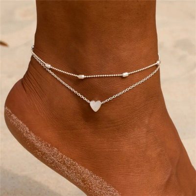 Alternative view of Chic Geometric Heart Anklet