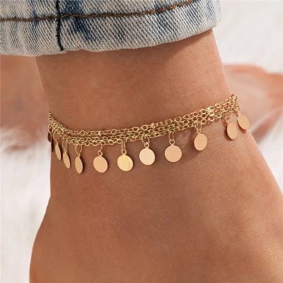 Alternative view of Bohemian Gold-Plated Multi-Layer Anklets