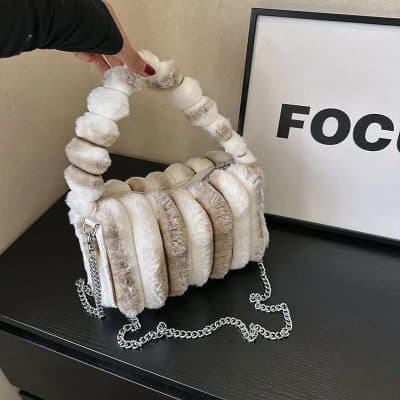 Alternative view of Trendy Quilted Plush Shoulder Bag for Women