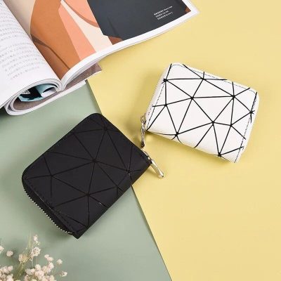 Alternative view of Elegant Diamond Pattern Leather Wallet with Wrist Strap for Women