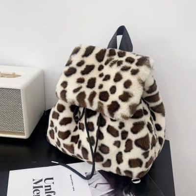 Alternative view of Harajuku Leopard Faux Fur Backpack for Women