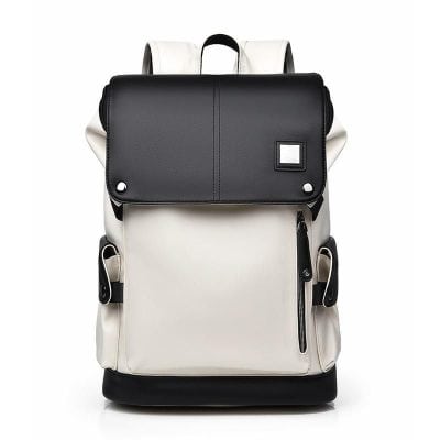 Waterproof Leather Laptop Backpack - Versatile School and Travel Bag for Men